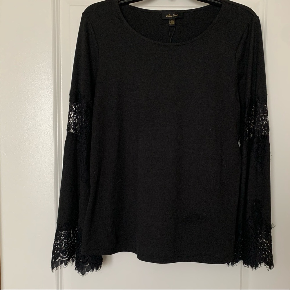 Black bell sleeve lace top